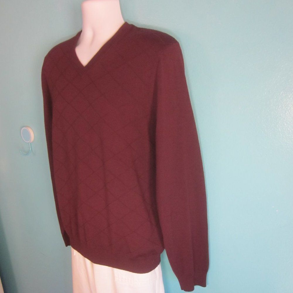 Hugo Boss Mens Sz XL Dark Burgundy Wool Pullover Fitted Sweater Lightweight Knit - Picture 11 of 16